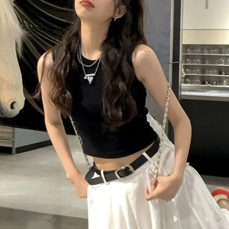 2024 летние универсальные вязаные топы без рукавов Женские базовые однотонные