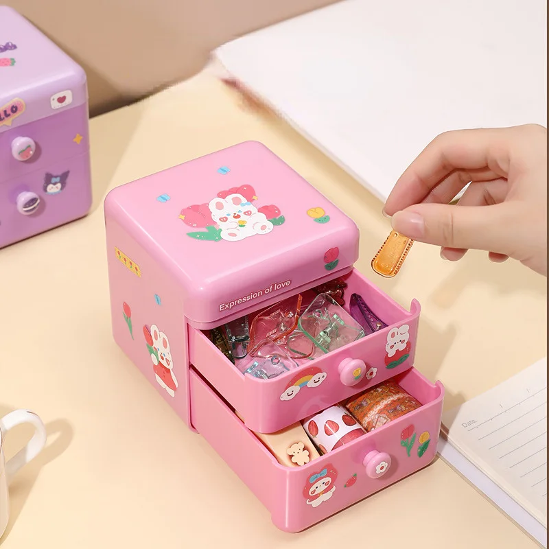 Cute Jewelry Storage Box Ring Box Student Desktop Stationery Storage Box Earring Organizer Necklace Holder