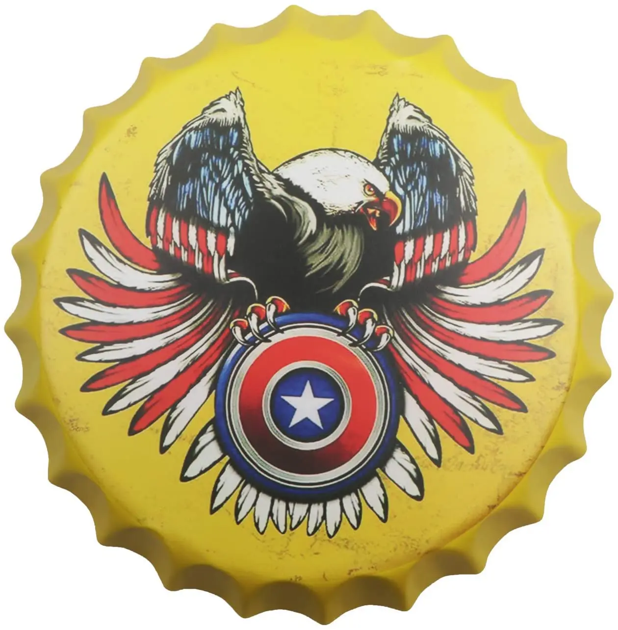 

Ltstor American Eagles Bottle Caps Metal Tin Sign Wall Decor Man Cave Bar Wall Decor Art Plaque Vintage Home Bar Cafe Bar