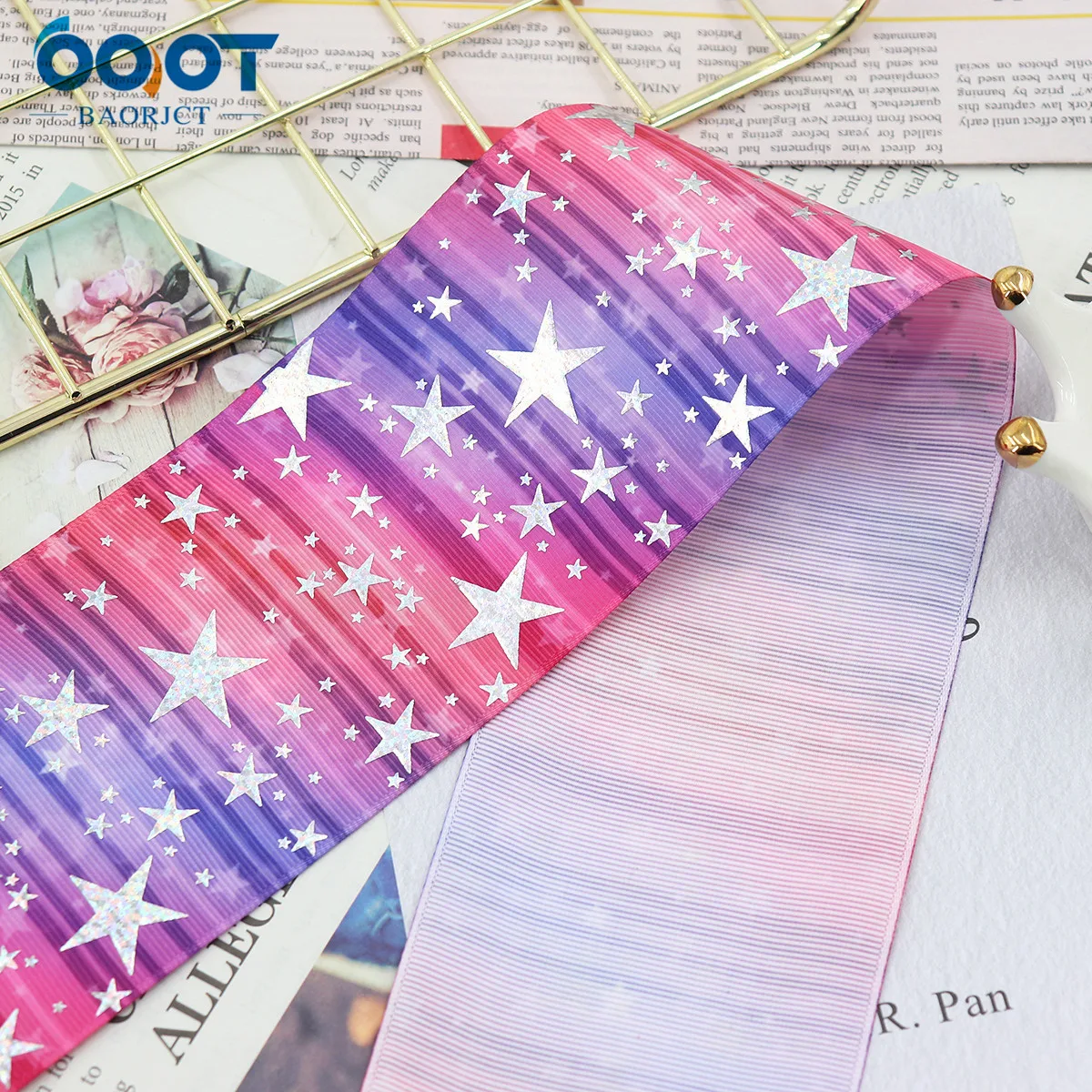 Цветные ленты для горячего тиснения с принтом в виде пятиконечной звезды 22307-3 75