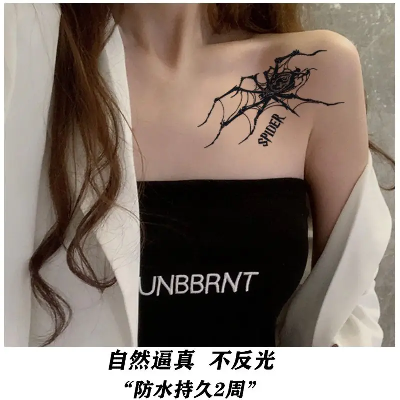 

Темный паук, сексуальная наклейка-тату, Красивая Женская фестиваль, милые Временные татуировки для женщин, тату-наклейки, временная татуиро...