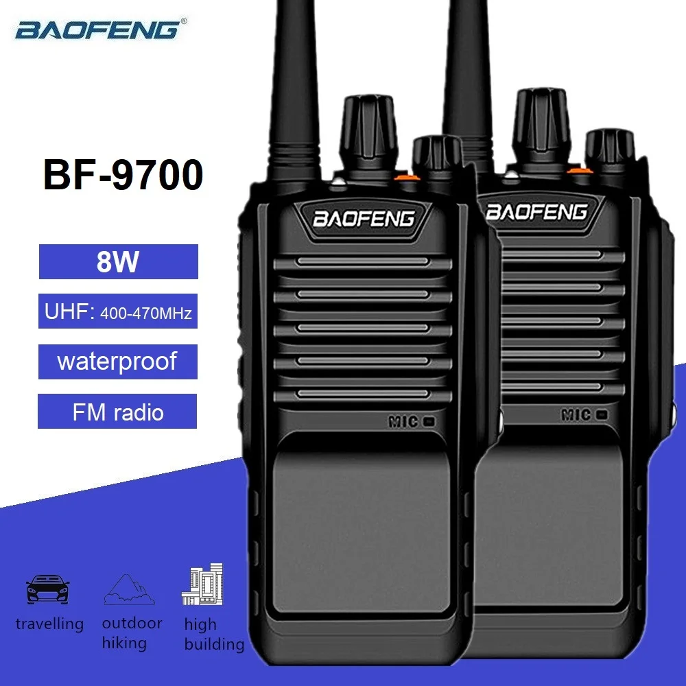 Baofeng BF-9700 8W High Power Walkie Talkie UHF 400-470MHz Ham Radio Station FM Radio Amateur hf Transceiver Long Range for Hunt