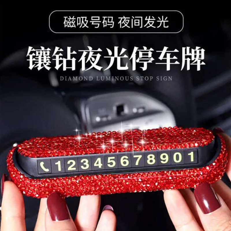 exquisite diamond encrusted temporary parking sign emergency parking number sign creative hidden mobile phone sign free global shipping