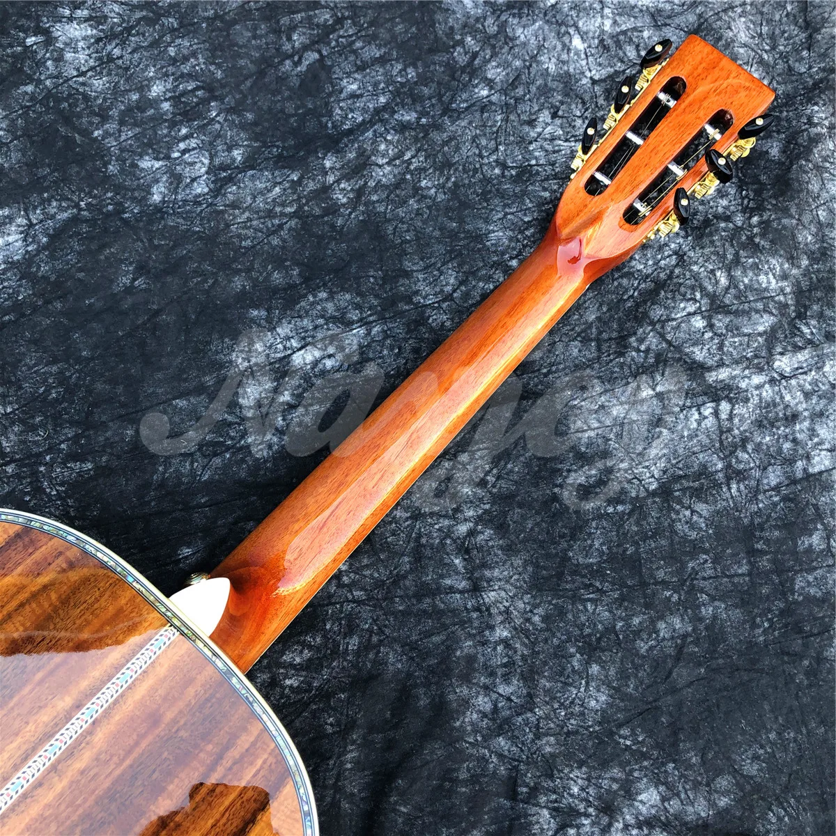 Акустическая гитара из дерева Koa вставки морского ушка гриф черного 39 дюймов тип