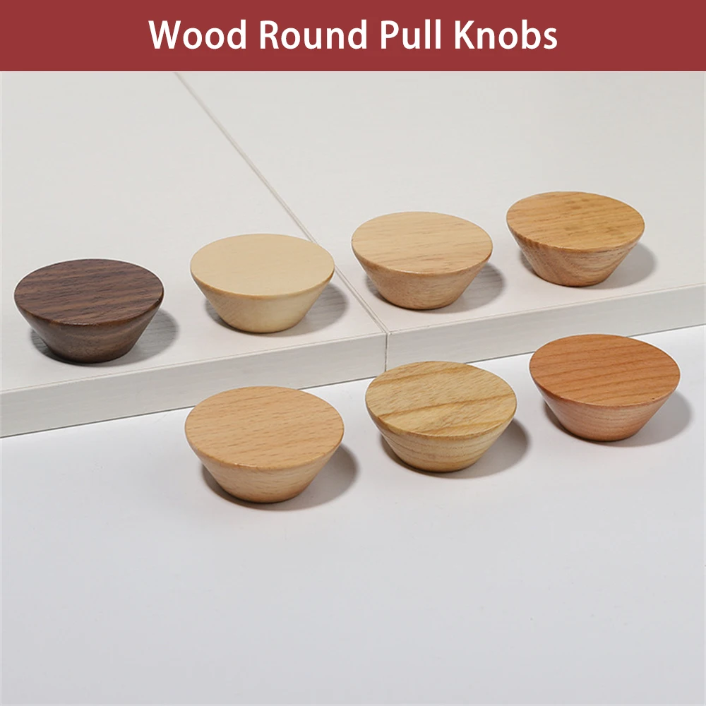 

Nordic Wood Cabinet Door Pull Knobs Natural Wooden Round Drawer Wardrobe Furniture Handles Dressing Table Pulls Knob Hardware