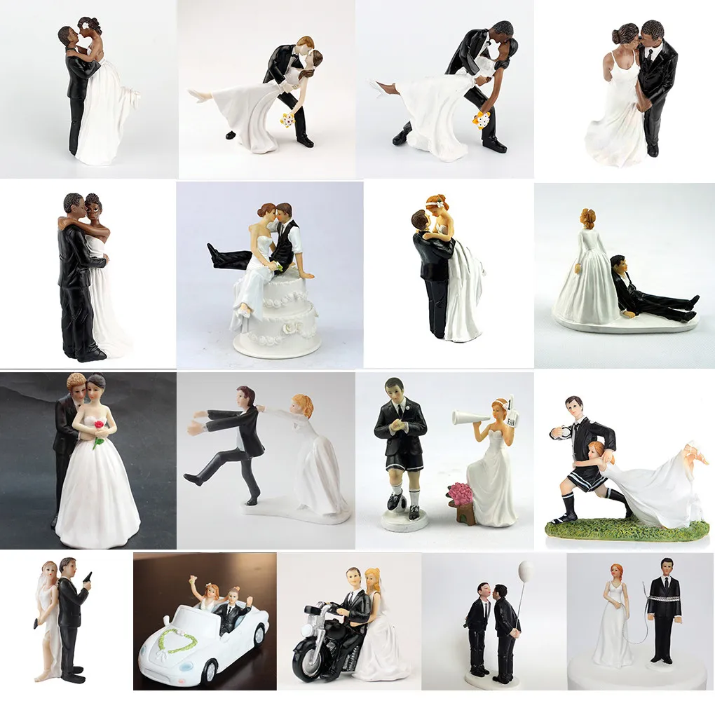 

2022 Cake Toppers Dolls Bride and Groom Figurines Funny Wedding Cake Toppers Stand Topper Decoration Supplies Marry Figurine