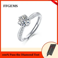 100% Sterling Silver 925 Moissanite Diamond Ring VVS D Color White Gemstone Wedding Engagement Jewelry Wholesale Free Shipping