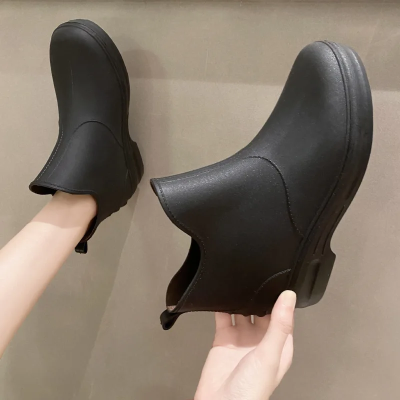 New 2023 Women Short Ankle Rain Boots Waterproof Acdemic Style Rainboots Non-slip Water Shoes Wellies Boots