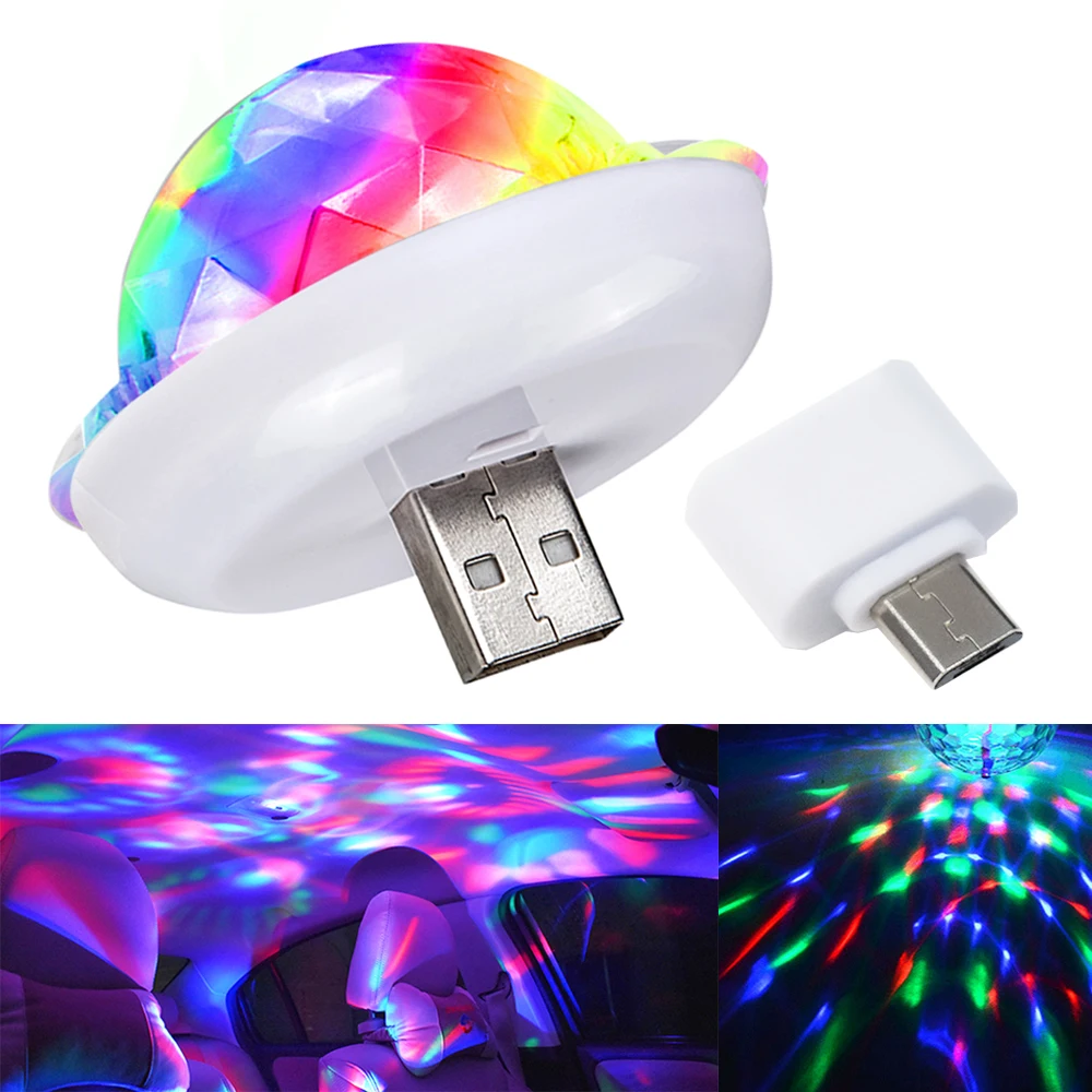 

1pcs LED Magic Dj Light Night Lights USB Disco Light Stage Lighting Effect Light Micro USB Crystal Disco Ball Sound Party Lights