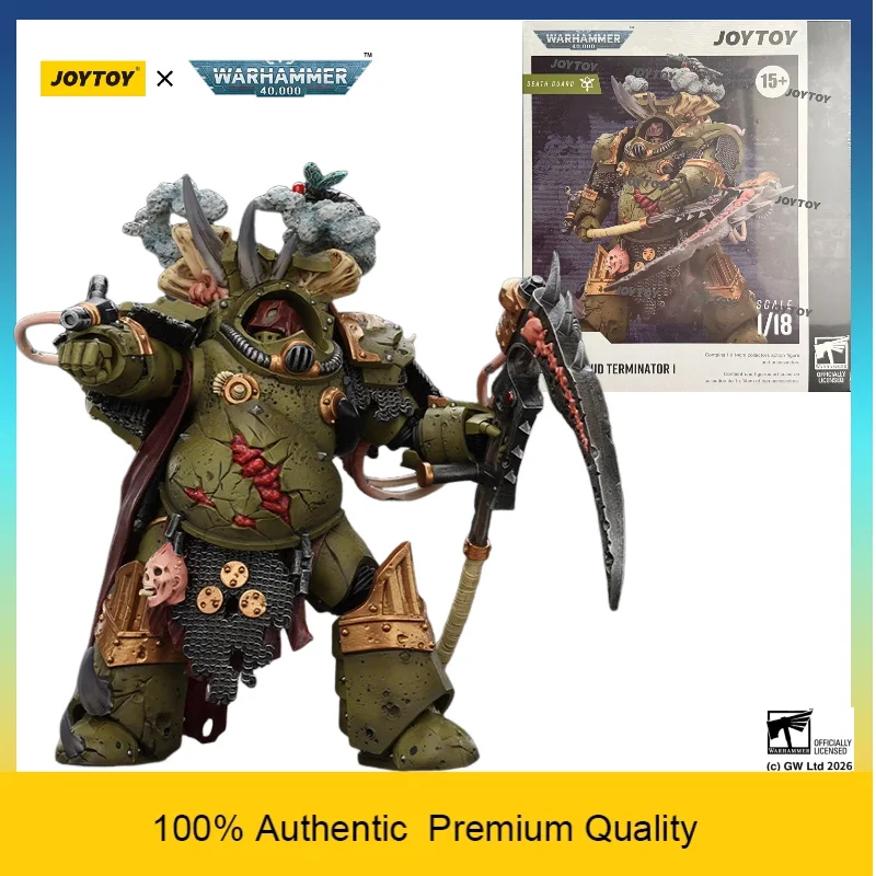 Фото Коллекционная фигурка JOYTOY 1/18 Warhammer 40k Death Guard Deathshroud Terminator с перчатками Manreaper и Plaguespurter №1