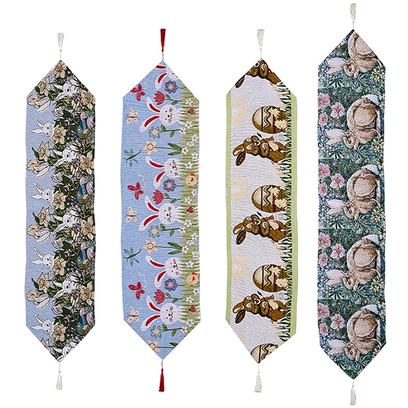 

LuanQI Happy Easter Table Runner 35x180 cm Rabbit Egg Easter Tablecloth for Spring Party Holiday Table Decoration For Home