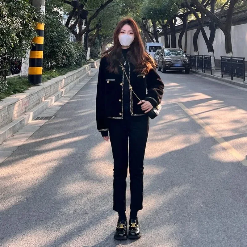 2024 ранняя осень новый стиль твидовая куртка женская универсальная укороченная