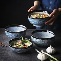 chinese ramen noodle soup bowl eco friendly ceramic simple retro salad mixing bowls restaurant kitchen tableware home decoration