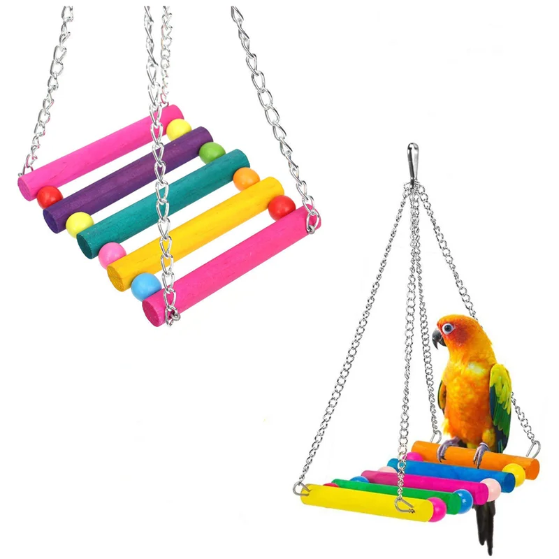 

Bird Toy Parrot Bird Wooden Swing Perch Stand Pet Toy Hanging Platform Stand Parakeet Perches Board For Birds Cage Accessories