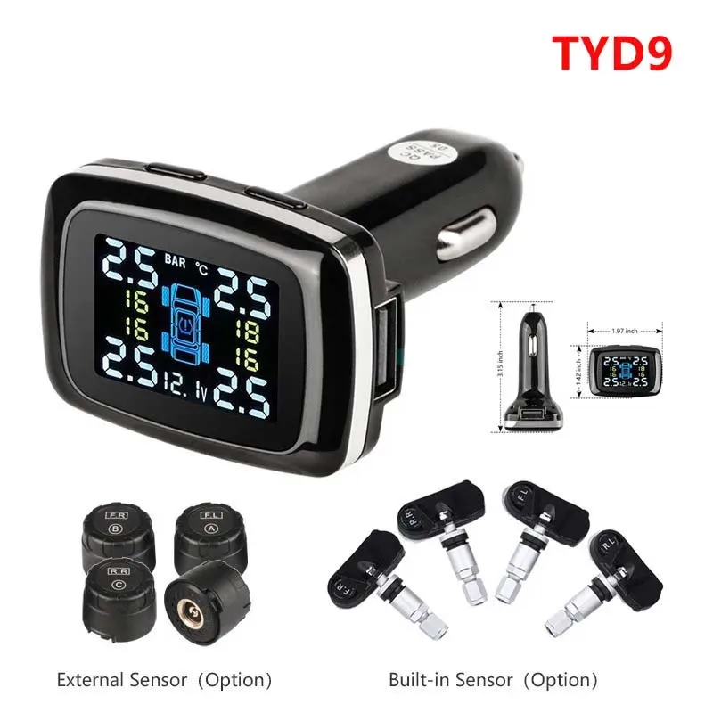 

Система мониторинга давления в шинах с USB-разъемом и водонепроницаемыми датчиками