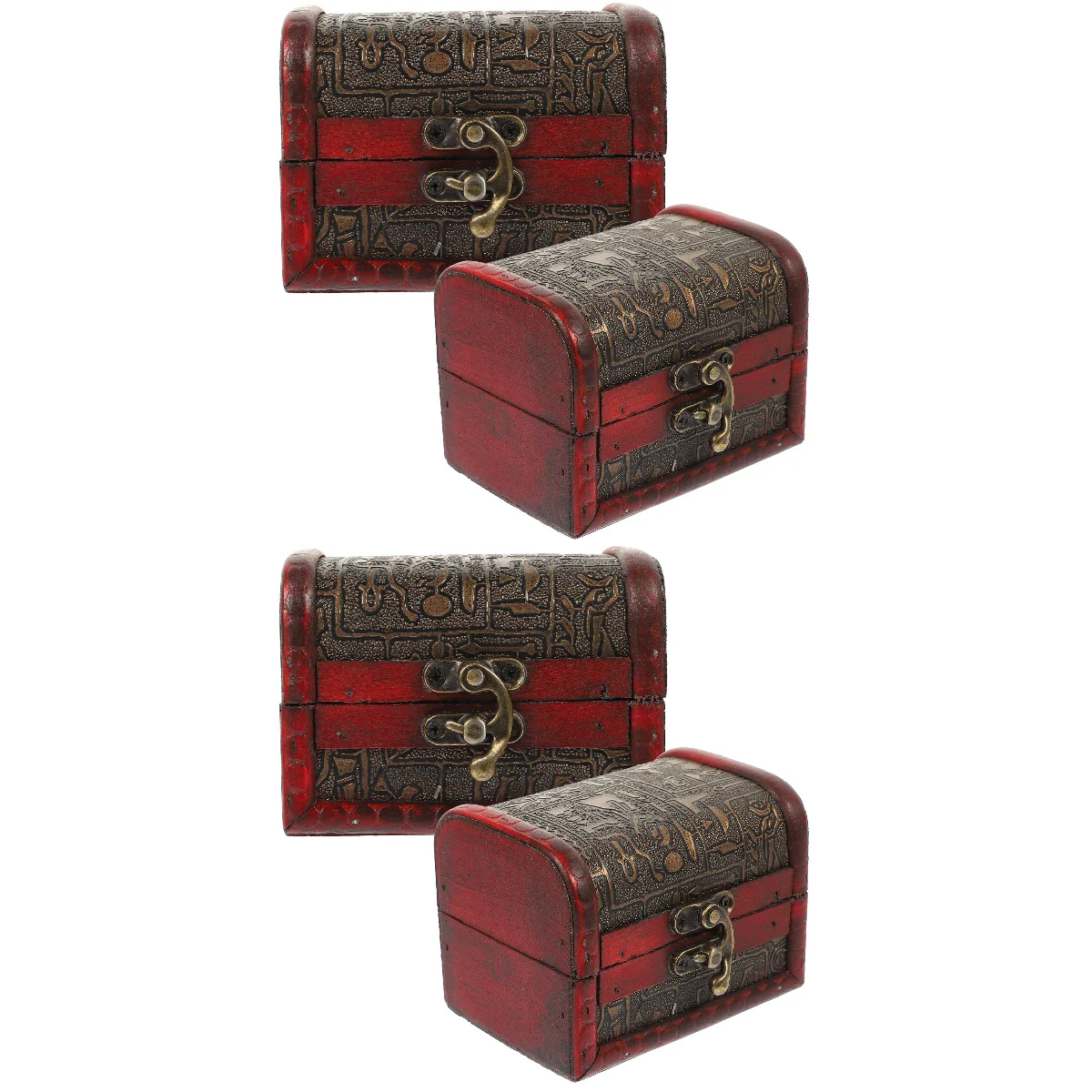 

4 Vintage Box Lock Box Gift Organizer
