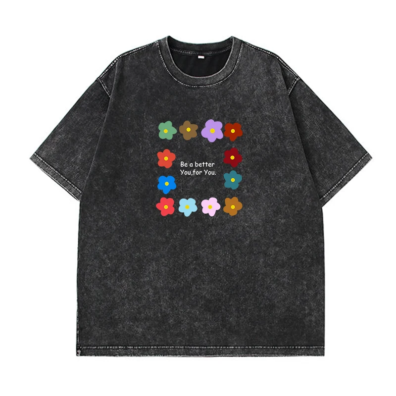 Винтажная промытая футболка с аниме графическим принтом в стиле Харадзюку