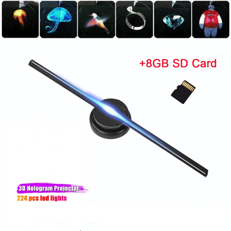 3D Hologram Projector Fan Remote Wifi LED Commercial Advertise Display Wall-mounted Holograma Projetor Transmit Picture Video