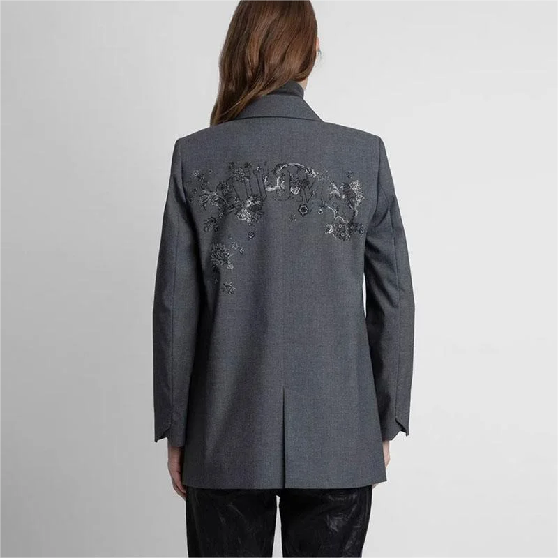 Zadig женский пиджак повседневный шикарный с лацканами и пуговицами серый топ Famele