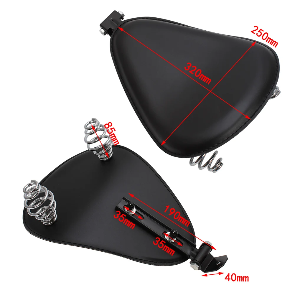 Черная кожаная основа для сиденья соло пружинный Кронштейн Harley Yamaha Kawasaki Suzuki Sportster
