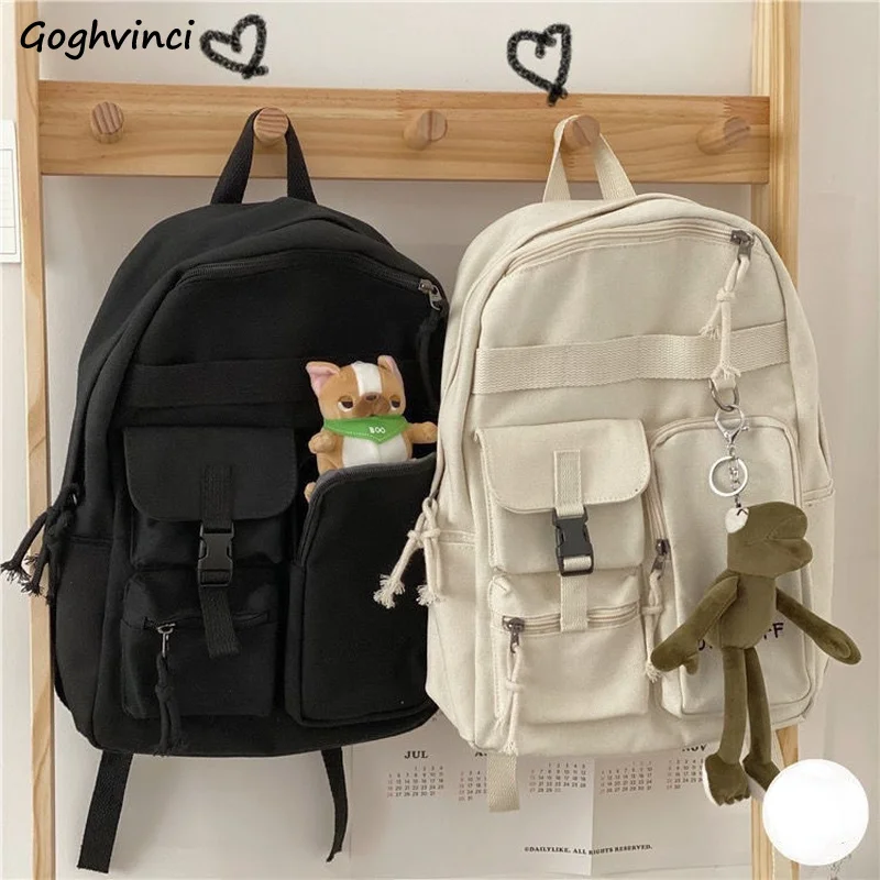 

Women Backpacks Design Multi-pockets Letter Embroidery Casual Tote High Street Harajuku Large Capacity Backpack Teens Travel Bag