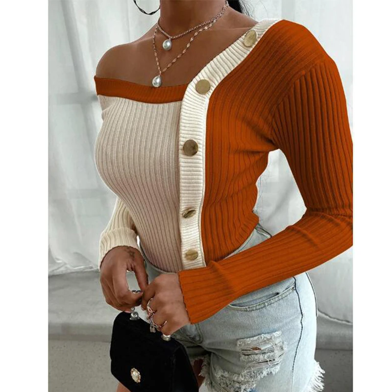 

Свитер женский трикотажный с длинным рукавом, на одно плечо