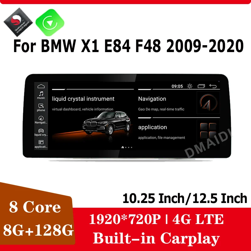 

For BMW X1 E84 F48 2009-2020 GPS Navigation Screen Android 11 8Core 8G+128G Car Multimedia Player Stereo CarPlay