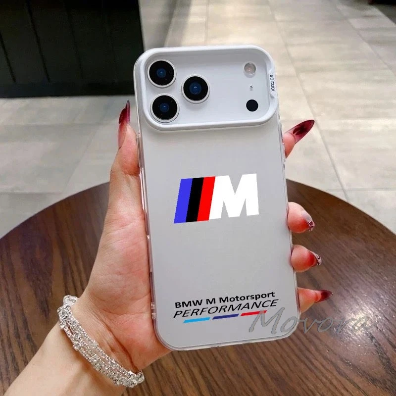 Фото Чехол для телефона B-BMW-Car для iPhone 17 Air 16 E 15 14 Plus 13 12 11 Pro Max 2, мягкий матовый, прозрачный, с эффектом желе, 2-в-1, с наклейками №2