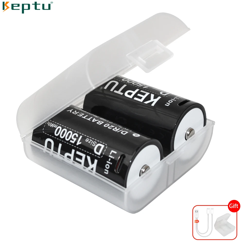 Литий-ионная аккумуляторная батарея 1 5 В размера D 15000 мВтч с USB-зарядкой для