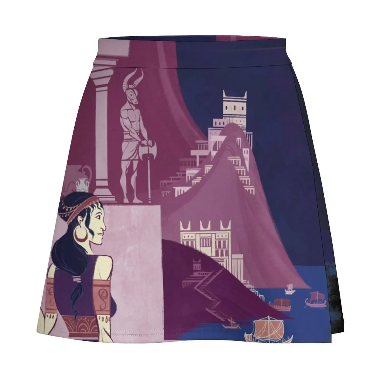 Мини-юбка с изображением древней миноарской цивилизации мини-юбка кретской
