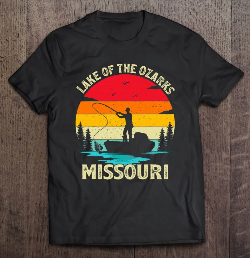 

Vintage Retro Summer Fishing Missouri Lake Of The Ozarks T Shirt Manga Tshirt Shirts For Men T-Shirts Man Men's Cotton T-Shirt
