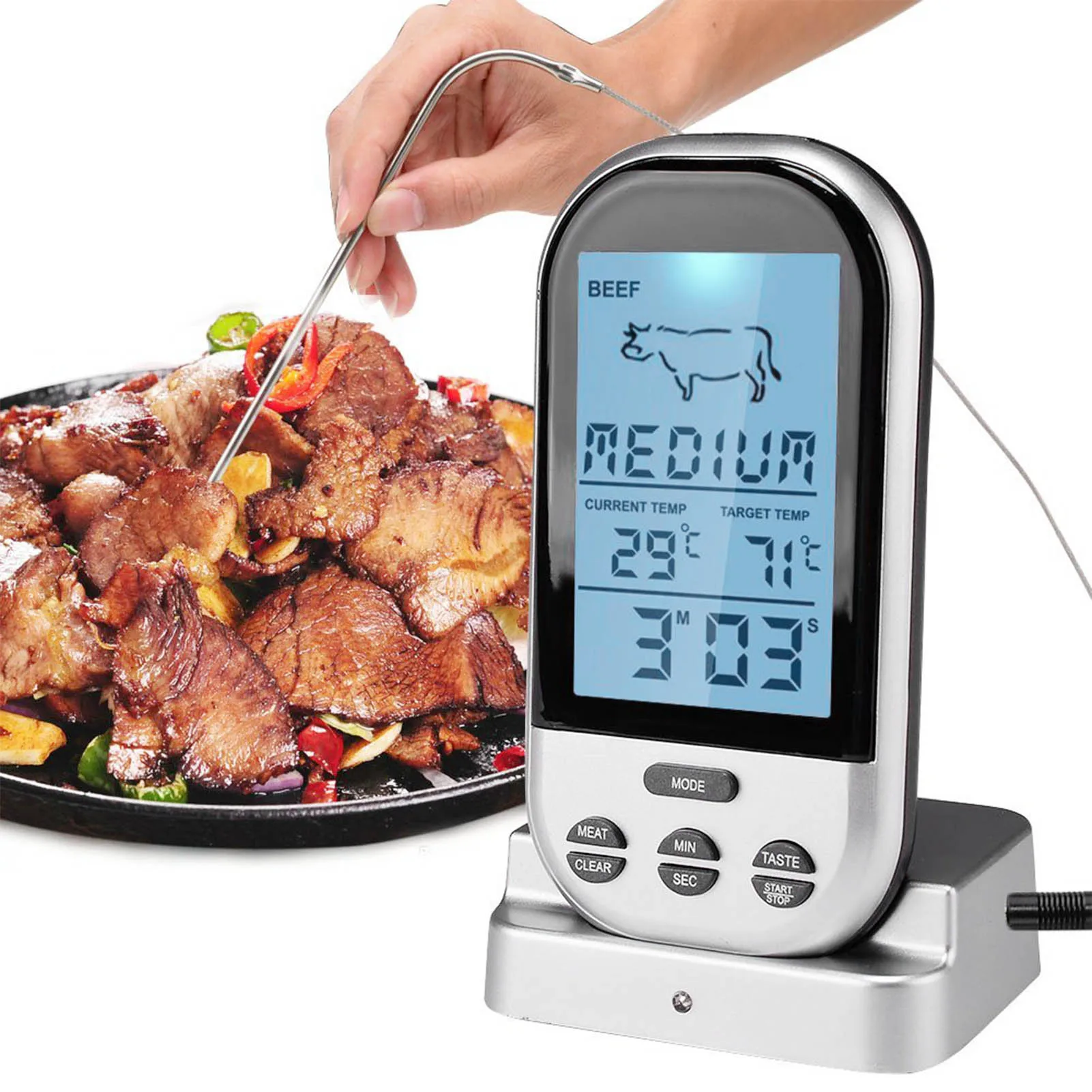 

Meat Thermometers Bluetooths LCD Digital Probe Remote Wireless BBQ Grill Kitchen Thermometer Home Cooking Tools With Timer Alarm