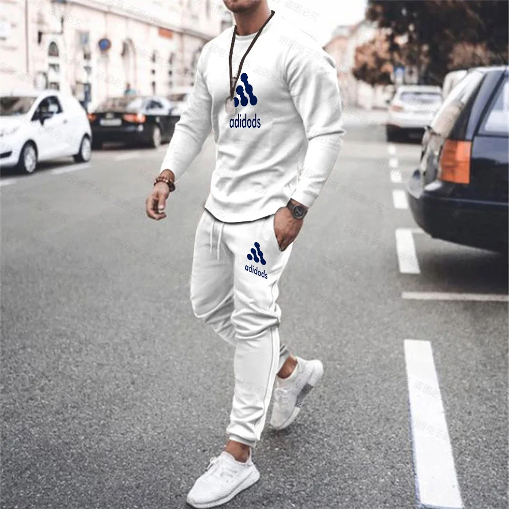 New High Quality Sports Brand Pattern Fitness Leisure Sports Workout Training Running Printing T-Shirt Long Sleeve Pants Set