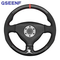 for mitsubishi lancer evolution evo vi 6 1999 2000 v 5 1998 car steering wheel cover black suede carbon fiber red marker soft