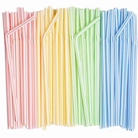 100pcsset flexible disposable plastic drinking straws assorted color striped supplies striped bendable cocktail drinking straws