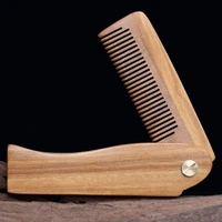 1pc natural woodhorn fold comb hair comb for men beard care anti static comb hair care tools hair brush