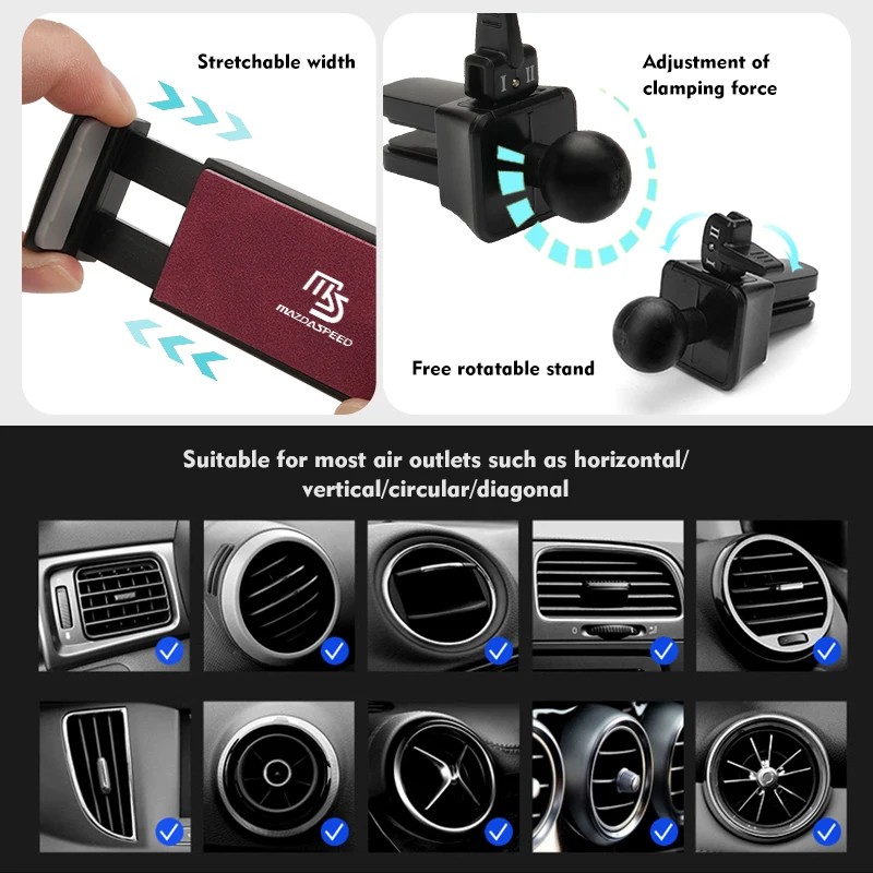 Автомобильный замшевый держатель для телефона с зажимом вентиляционного