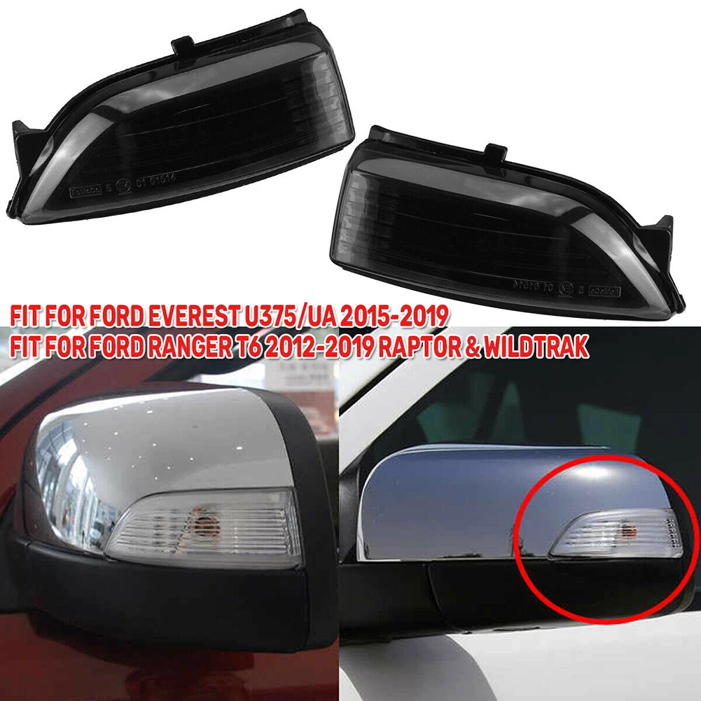 

2pcs Side Wing Mirror Indicator Lens Cover Black For Ford Ranger T6 Raptor 2012-2019 Wildtrack Everest U375/UA Everest U375/UA