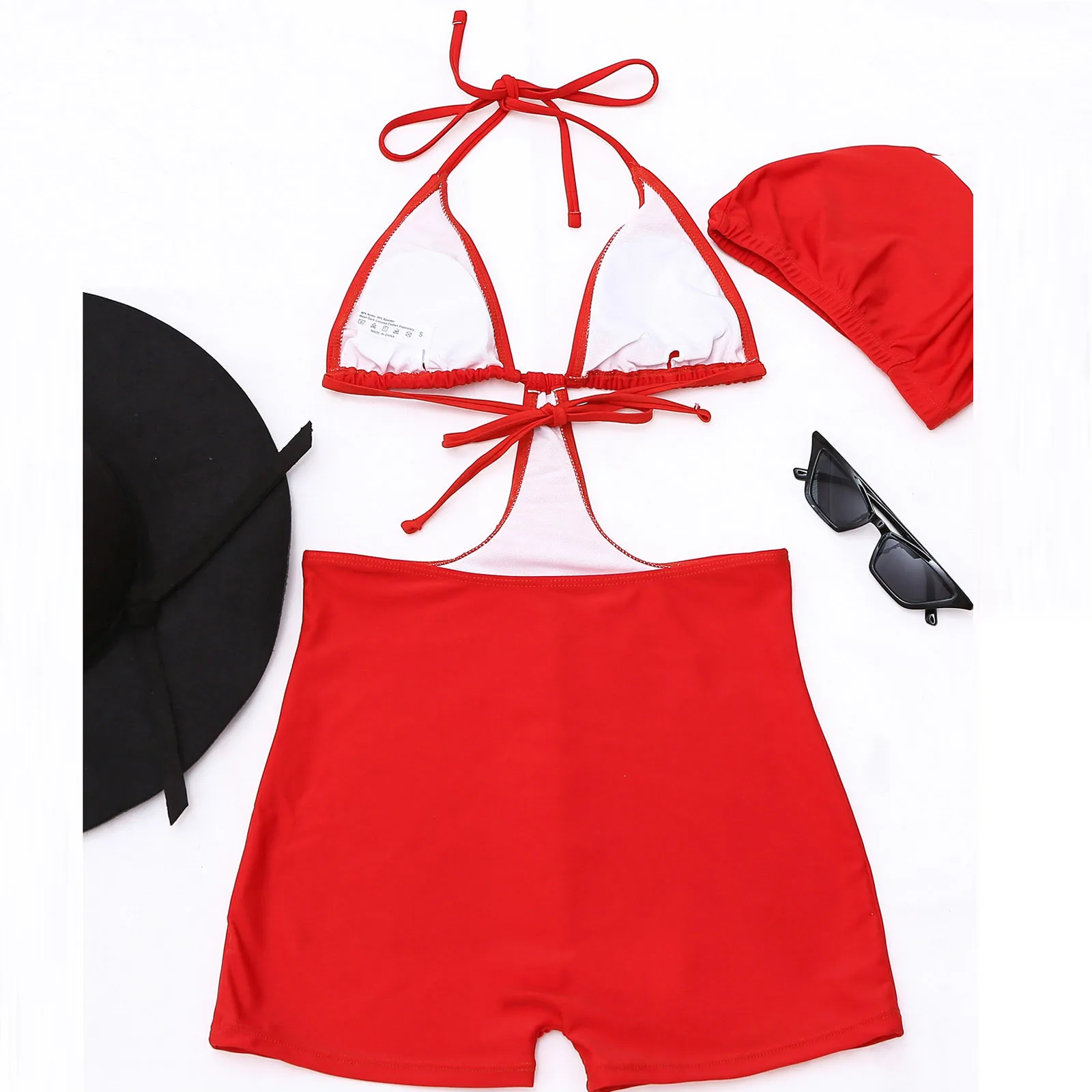 Женский раздельный Купальник бикини однотонный с эффектом пуш-ап сиамское 2022 |