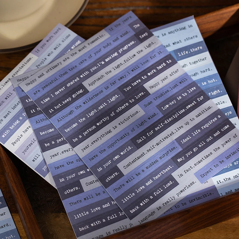 

6pcs/pack English stickers fresh literary ins hand account material decorative stickers 6 sheets 6 styles literary beautiful