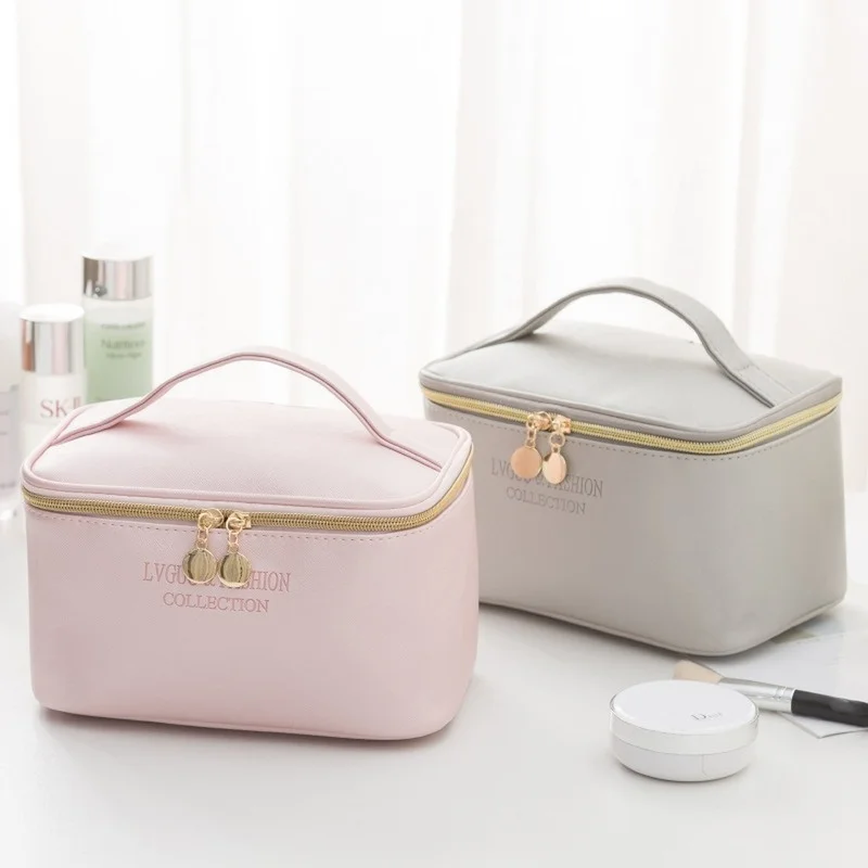 

New in New in Large Women Cosmetic Bag PU Leather Waterproof Zipper Make Up Travel Washing Makeup Organizer Beauty Case