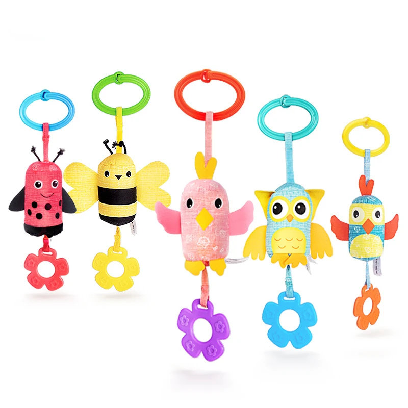 

1pcs Baby Rattles Mobiles Cartoon Elephant, bee, owl Bell Toy Newborn Rattle Hanging Plush Lovely 0-24 Months Teether Toys Gift