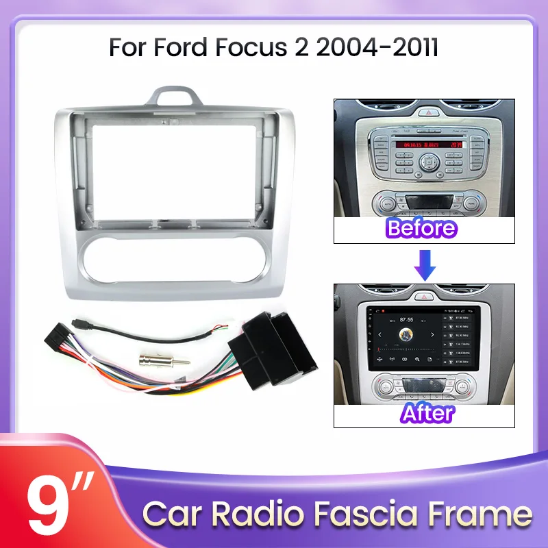 

2Din Car Radio Fascia Frame Fit for Ford Focus 2 S-Max 2004-2011 Car DVD GPS Panel Dash Kit Installation Frame Trim Bezel