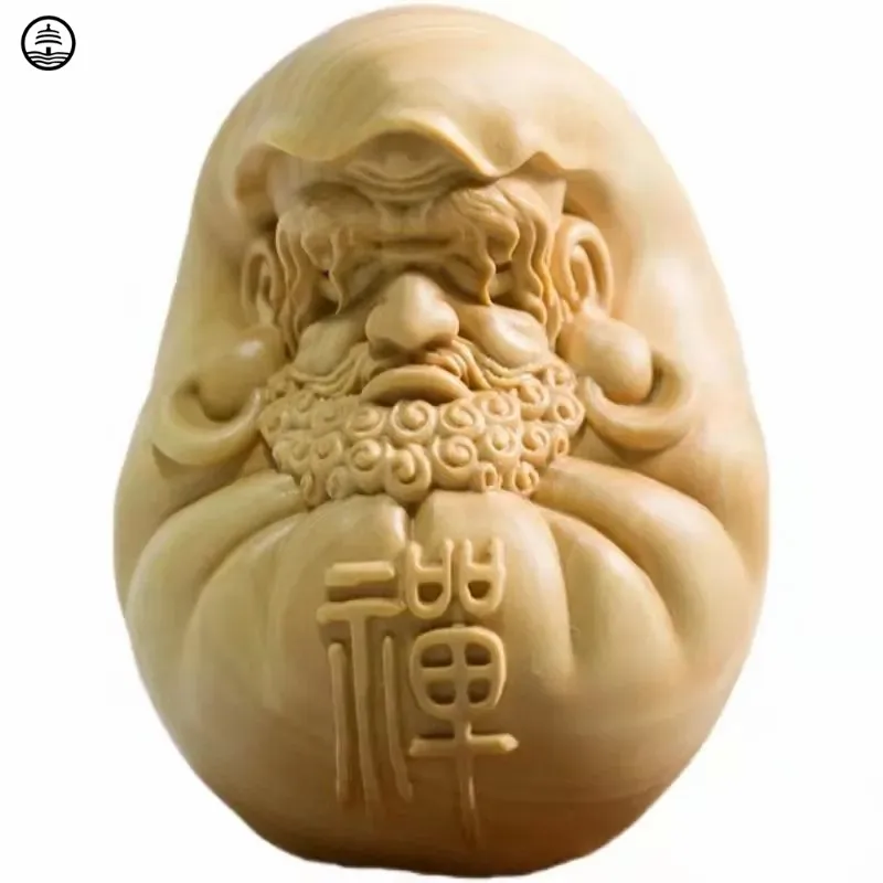 

Master Of Zen Carved Statue Abstract Lucky Bodhidharma Figurine Art Sculpture Thuja Boxwood Craft Home Decor Ornament Decoration