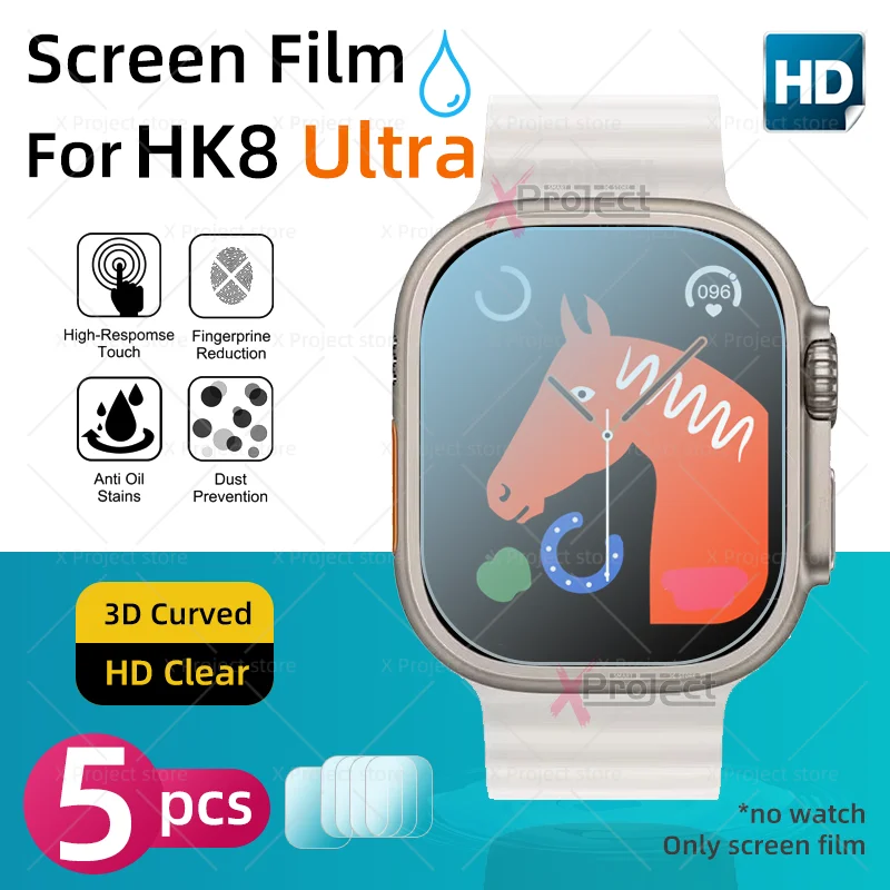 

For HK8 Ultra Smart Watch Screen Protector 49mm HK8ULTRA Smartwatch HD Flexible Glass Protective Film Watch 8 Screen Film Cover