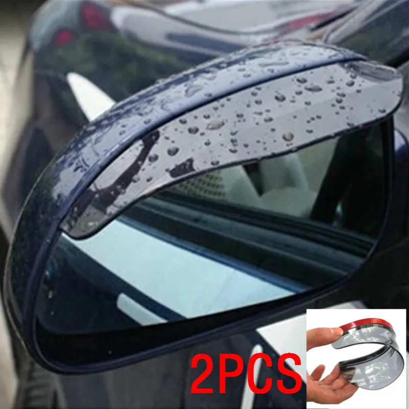 

2 Pcs Black Car Rearview Mirror Rain Water Rainproof Eyebrow Cover Side Shield