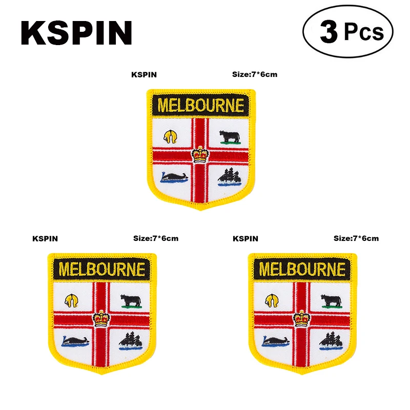 Melbourne Flag Embroidery Patches Iron on Saw on Transfer patches Sewing Applications for Clothes in Home&Garden