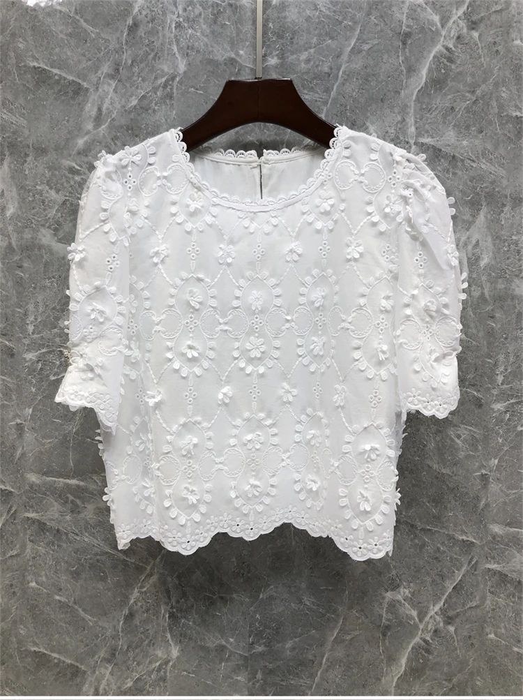 Женский комплект из двух предметов укороченный топ с цветочной вышивкой и