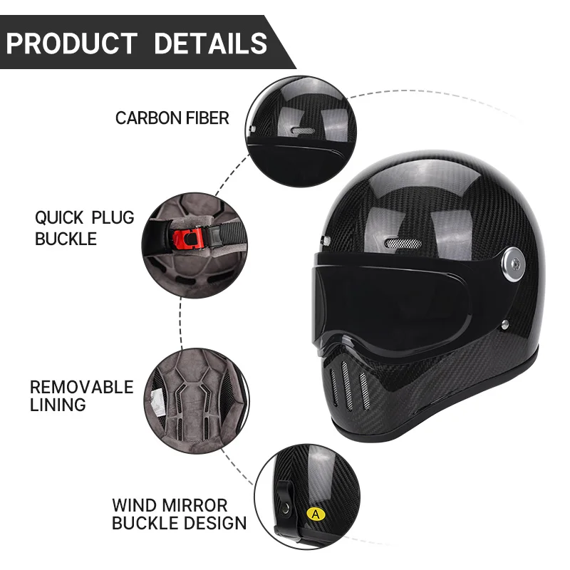 Мотоциклетный шлем TT &amp COCASCOS со съемными линзами винтажный из углеродного