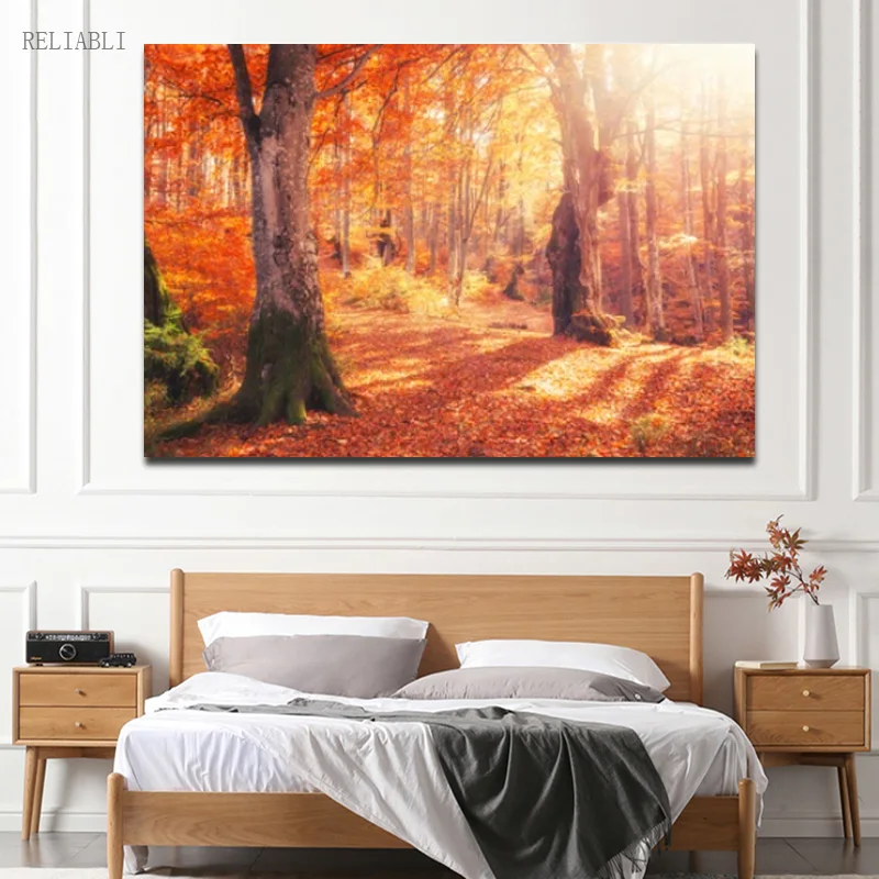 

Nature Landscape Sunlight Through The Trees Posters Decoratives Room Decor Houses Canvas Print Painting Picture Wall Art